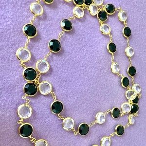Neiman Marcus Vintage Jet Black & Clear Swarovski Crystal Necklace Bez…